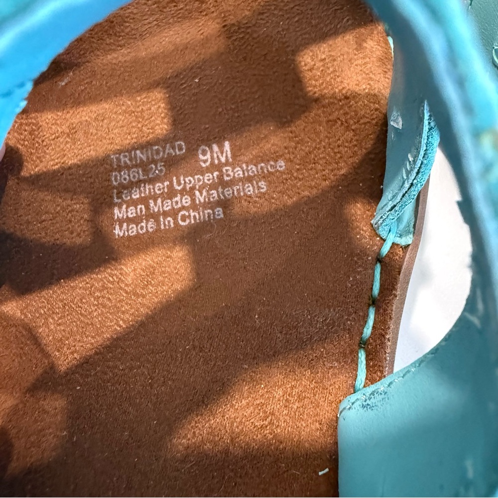Life Stride Trinidad Aqua Marine Beaded Wedge Leather Sandals Womens Size 9 - Picture 7 of 8